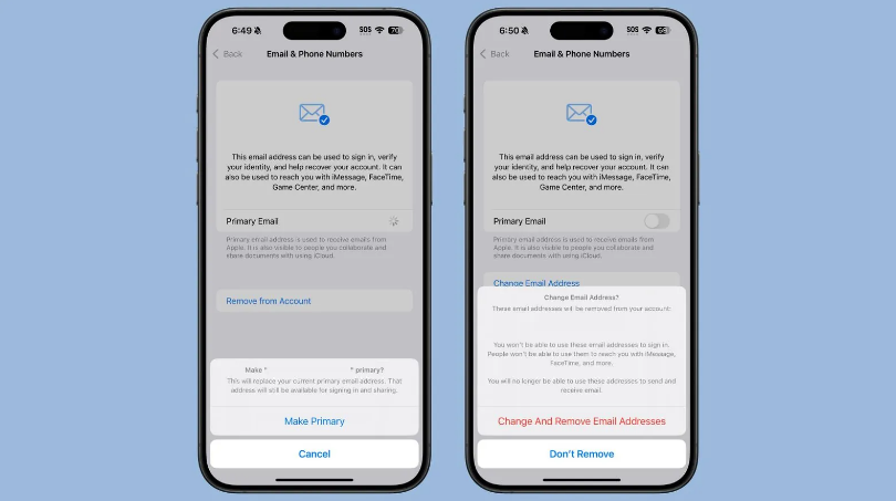 台州苹果手机维修分享苹果 iOS 18.1 支持设置“主要”邮箱地址并更改 iCloud 邮箱 