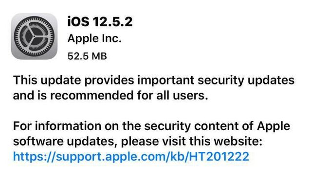台州苹果手机维修分享iOS12.5.2发布，建议所有老苹果用户安装 